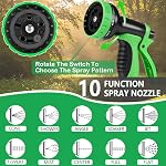 50FT Expandable Garden Hose, Flexible Lightweight Water Hose with 10-Function Spray Nozzle, Kink-Free Leak-Proof Hose, All-Weather Yard Hose for Lawn, Yard, RV, Car Wash (Green Black, 50FT)