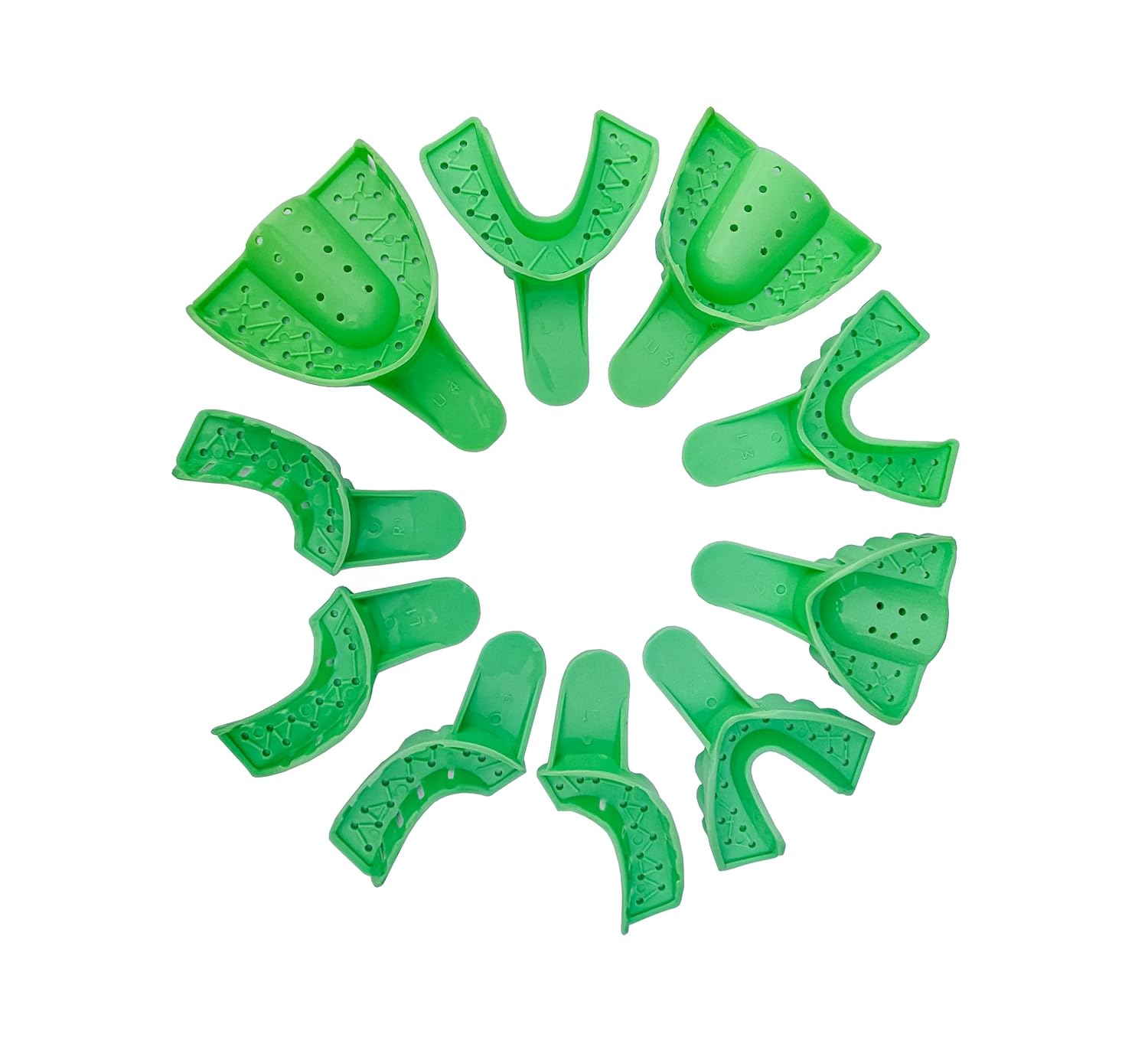 KJCDental Plastic Autoclavable Alginate Impression Tray (GreenPack of