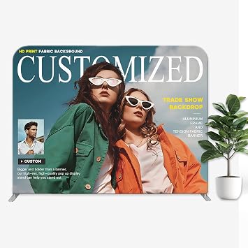 Custom Tension Fabric Display with Stand 7.5 x 20 FT Pop Up Display Trade Show Backdrop Large Portable Tradeshow Booth Display Banner for Business,Campuses, Weddings, Corporate