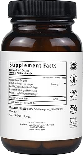 Miniatura 2 de Complejo de colágeno múltiple - Tipo I, II, III, V, X - Suplemento de colágeno para articulaciones antienvejecimiento, saludables, cabello, piel y
