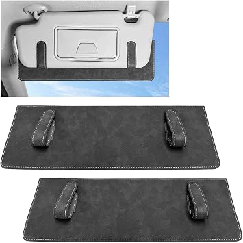 2 PCS Sun Visor Extender for Car, Anti-Glare Sunvisor Extension Shade Attachment for Safe Driving, Clip-On Sun Blocker Sunshade Extender Protect Driver Passenger from UV Rays Dark Gray