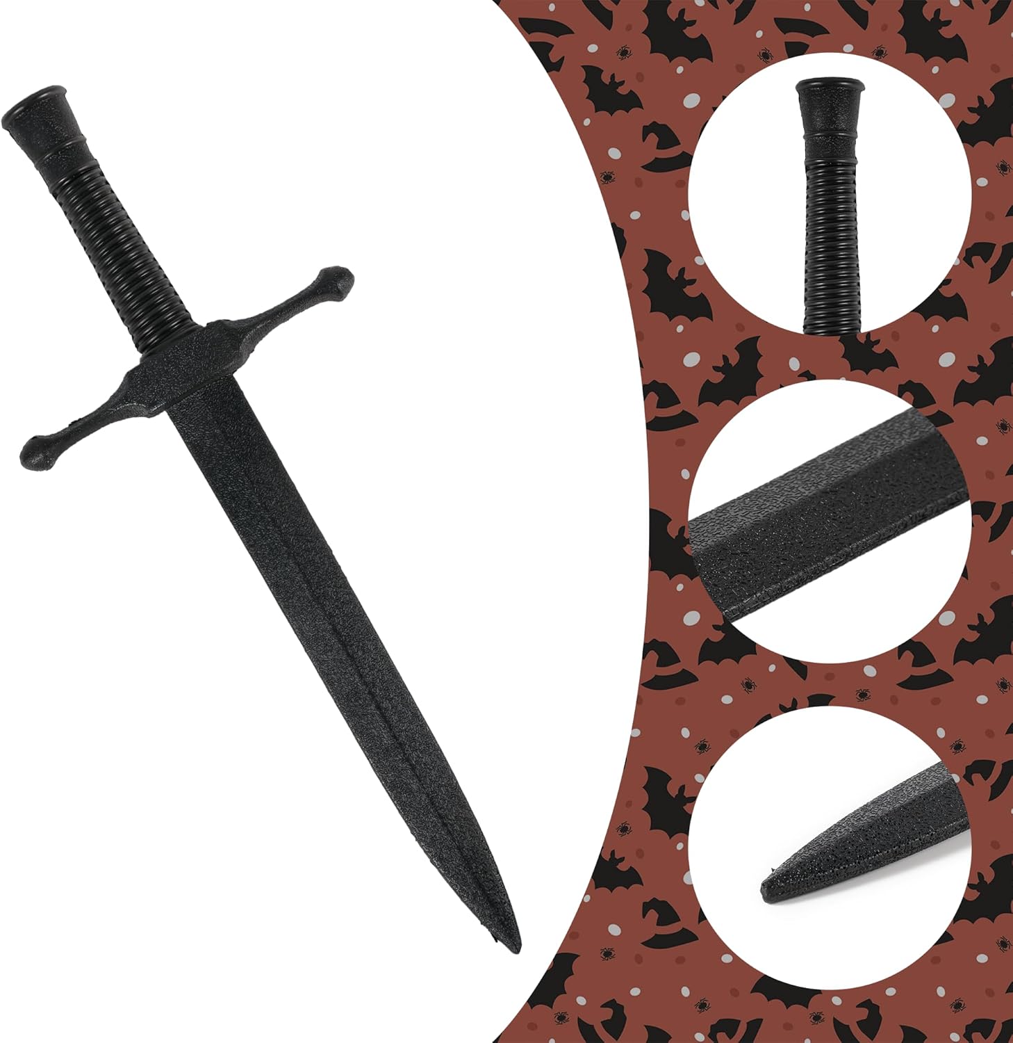 DAYSTART 16'' PU Foam Dagger Prop, Non-Functional Costume Short Sword with Plastic Core for Adult Cosplay, Halloween Display - Image 6