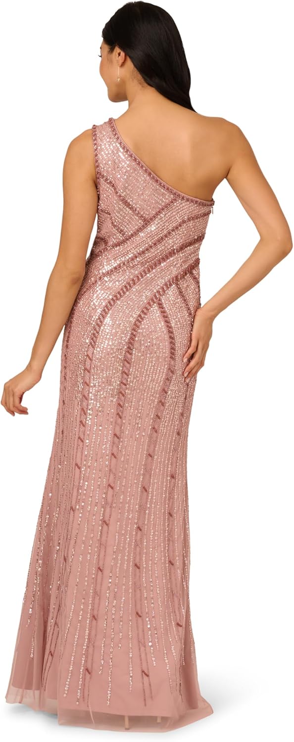 Adrianna Papell Women's Bead Mesh Long Dress, Candied Ginger, 10 - Image 2