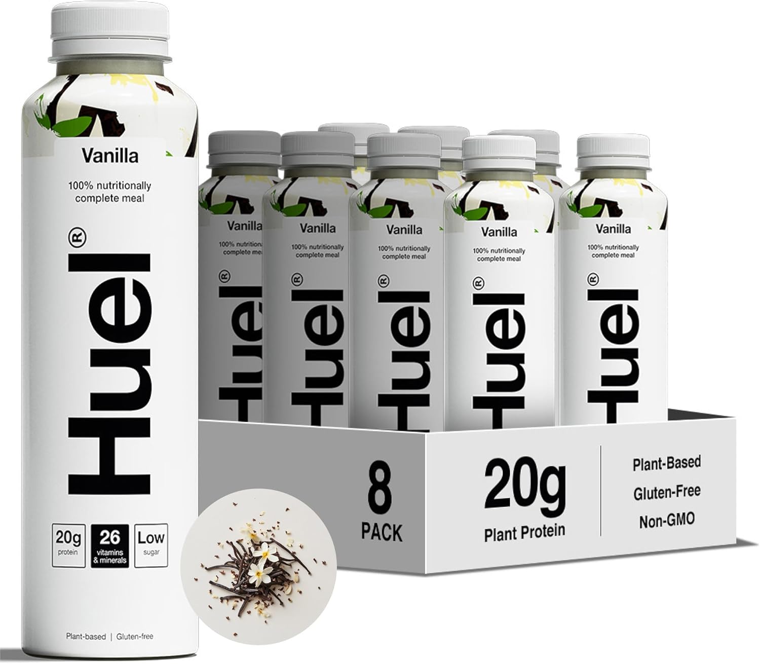 Huel Ready-to-drink Meal, Vanilla Protein Drink, 8 x 500ml Bottles, Protein Shakes, Pre-Portioned Meal, 20g of Protein per Bottle, Rich in Essential Vitamins, Minerals and Fibre Meal Replacement Shake