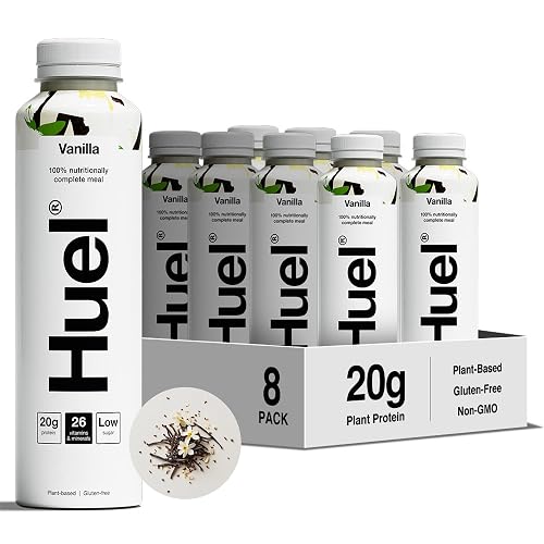Huel Ready-to-Drink Meal | 8x500ml 20g Protein | Vanilla | Nutritionally Complete, Low Sugar (2g), High Fibre (7g), Plant Based, Vegan, Healthy - Vanilla - 500 ml (Pack of 8) - White Edition