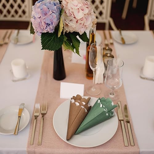 Miniatura 53 de Zhanmai Paquete de 100 servilletas de cóctel de 5 x 5 pulgadas, servilletas festoneadas de papel de color degradado con bordes festoneados, almuerzo