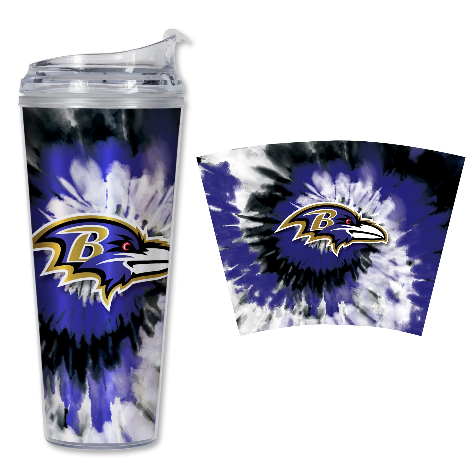 rico industries nfl football glitter 24oz acrylic glitter tumbler with hinged lid, officially licensed double wall tumbler with straw