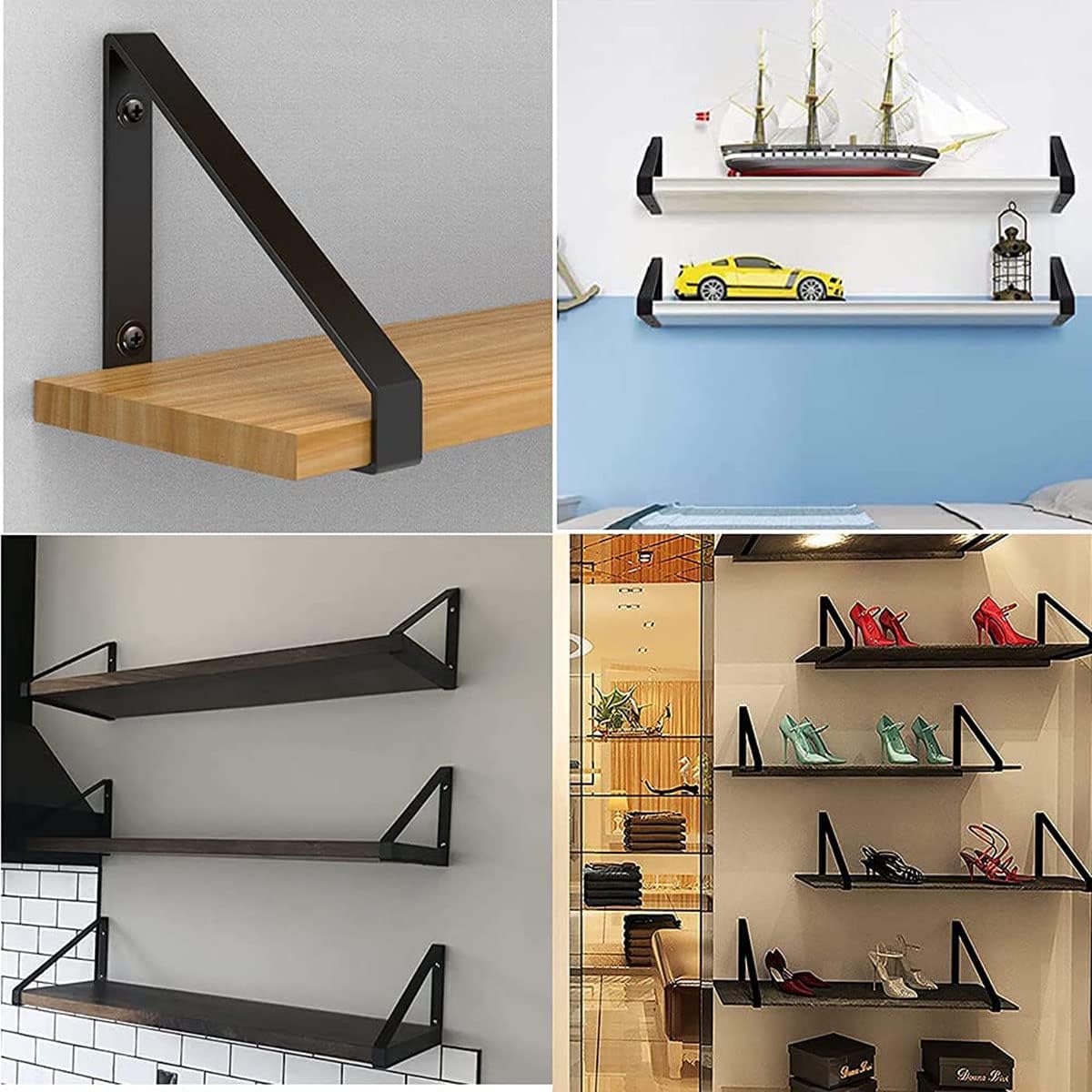 Gold Triangle Shelving Bracket 9.8″/25cm Heavy Duty Black Floating Shelf Brackets 2 Pack White Angle Bracket Wall Mounted Shelf Support