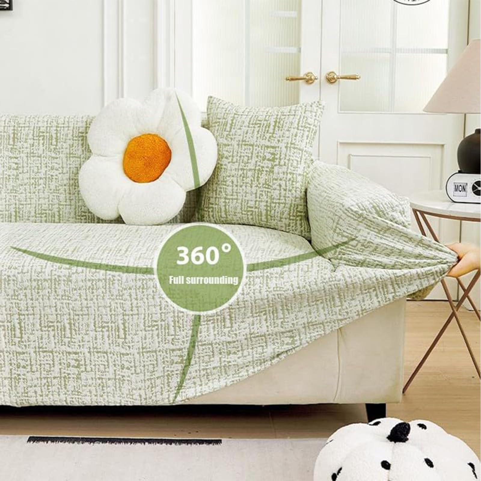 Wysokie rozciąganie miękkie pluszowe sofy, prania elastyczne meble dla dużych sofy, ogrody, futon, futon, gałęzi, fotela, segmentowa kanapa do rzucania Curry 90-140cm