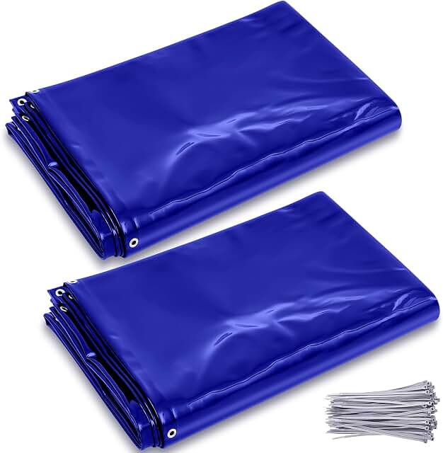 2-Pack 6 x 8 ft Blue Welding Curtain with Fixed Belt