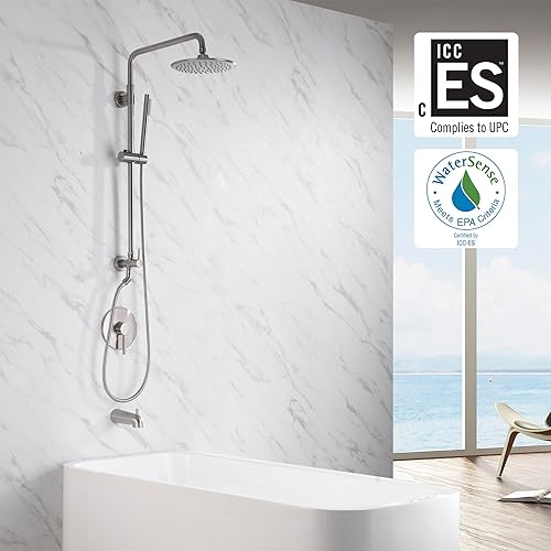 Miniatura 8 de sumerain Sistema de cabezales de ducha de lluvia Retrofit con cabezal de ducha de 9 pulgadas, 2.5 GPM, acabado cromado