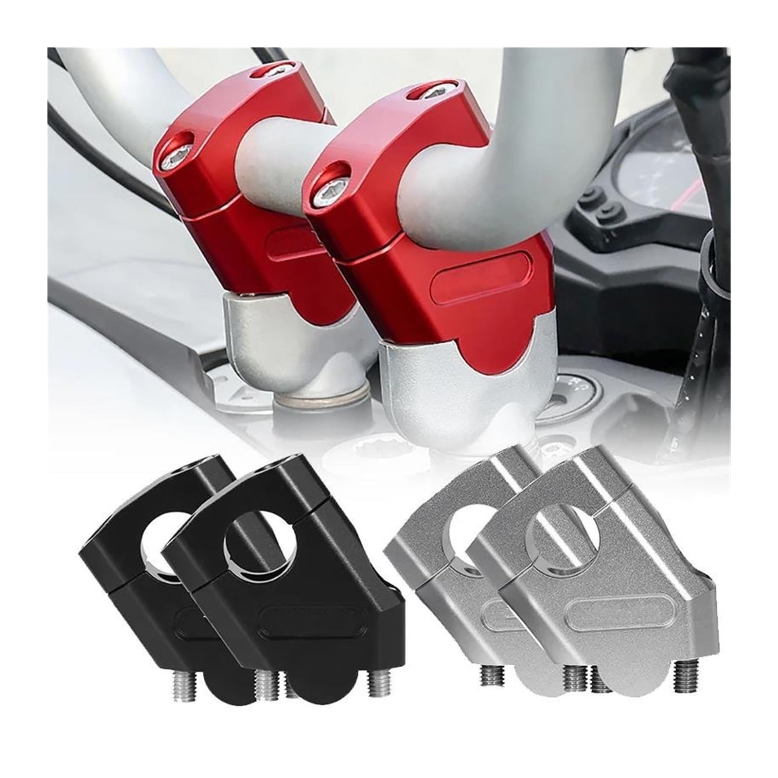 Elevadora Manillar Abrazadera Manillar Motocicleta Universal 28 Mm Y 22 Mm para Manillar Motocicleta para MT07 para MT09 Y R1200GS(28mm Black)