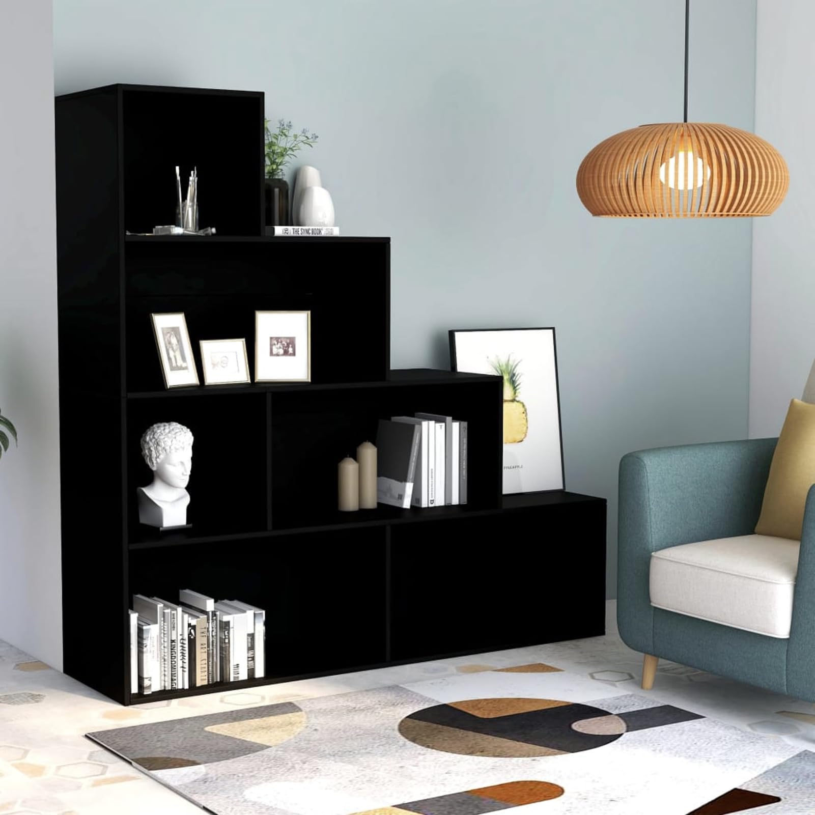 Libreria/Divisorio Nero 155x24x160 cm in Legno Multistrato,Libreria,Libreria Divisorio,Divisori Libri per Libreria,Librerie per Soggiorno-800658