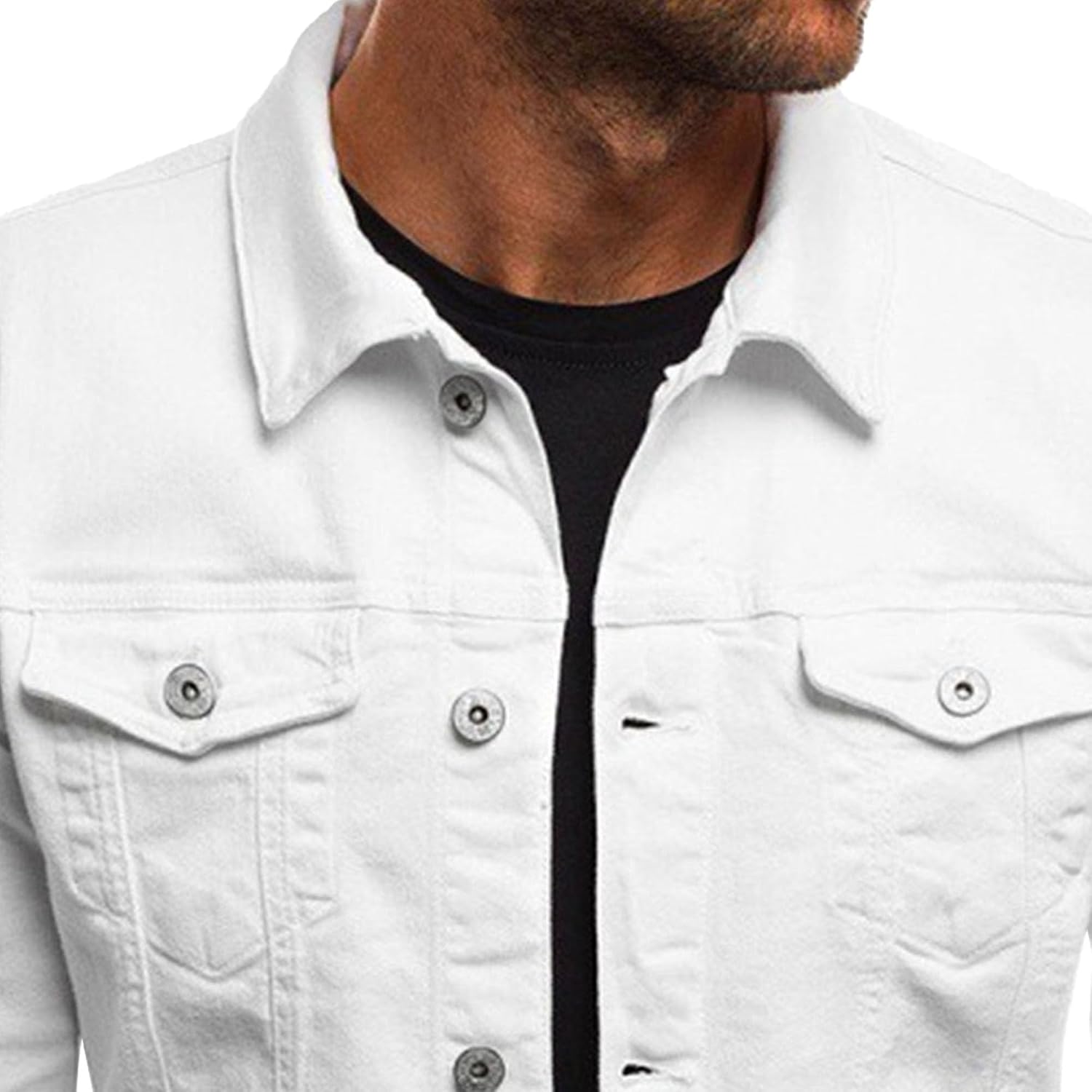Maiyifu-GJ Men's Cotton Lightweight Button Down Denim Jackets Fashion Distressed Motorcycle Jean Jacket Slim Fit Trucker Coat