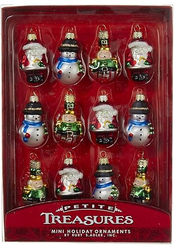 Miniatura 2 de Kurt Adler Juego de adornos de cristal de tesoros pequeños de 12 piezas