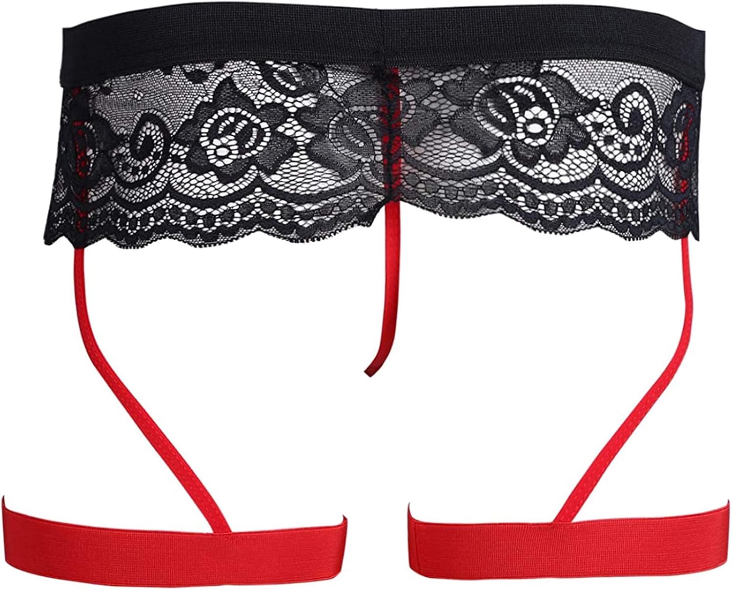 Men's Lace Floral G String Sissy Panties Bikini Thong Underwear Jockstrap with Garter