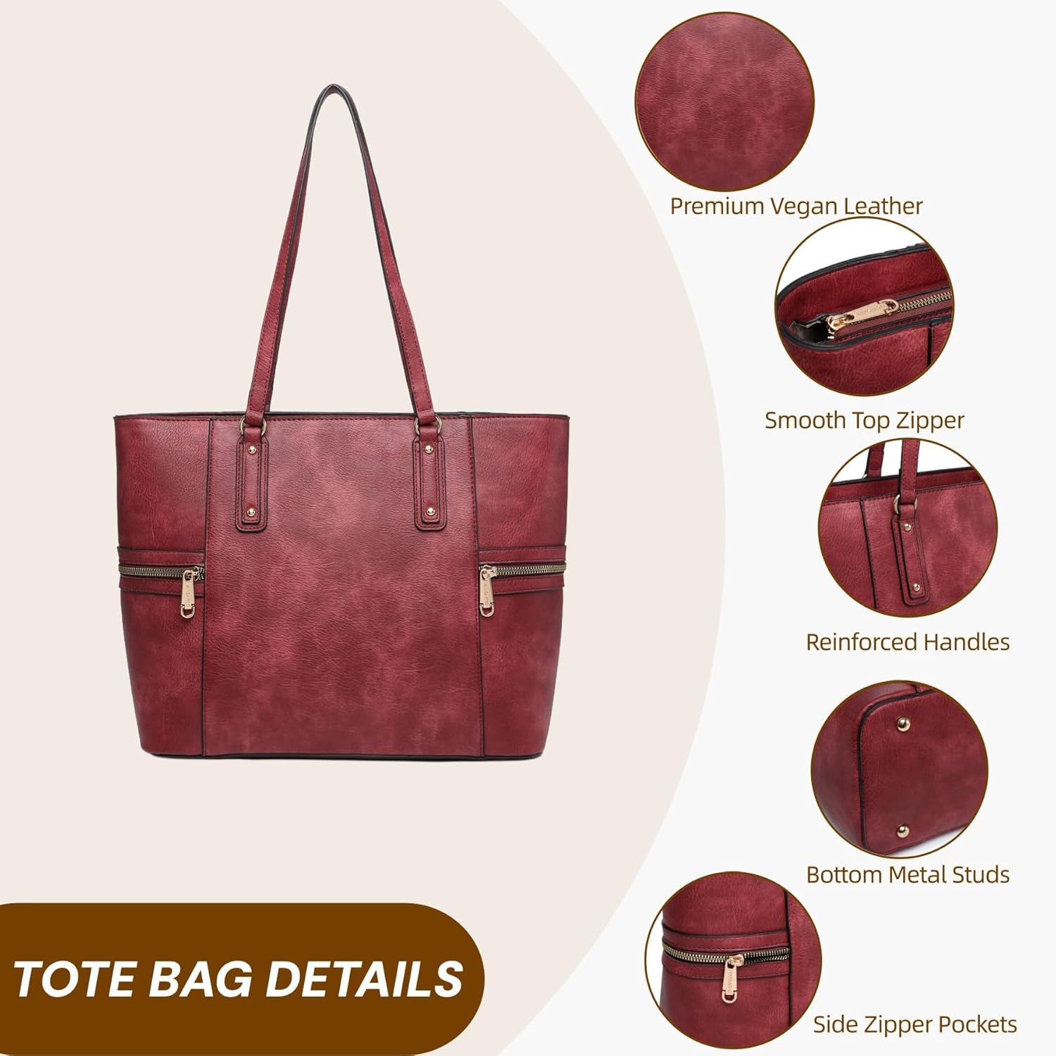 Purses and Handbags for Women Tote Bag Shoulder Bag Top Handle Satchel Purse Set with Wallet Large Work Tote 3pcs - Image 6