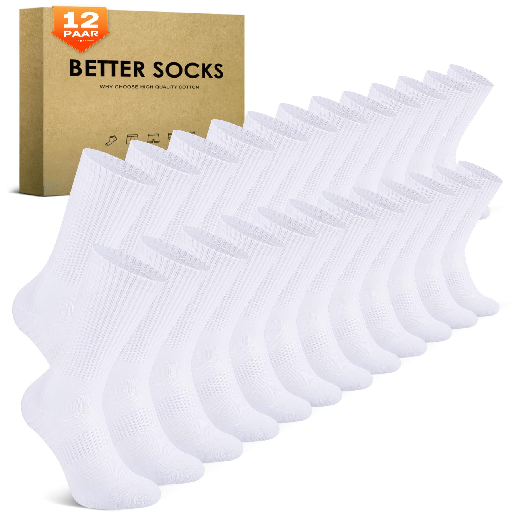 TUUHAW 6/12 Paia Calzini Uomo e Donna Sportivi Lunghe Cotone Sport Calzettoni con Buona Elasticità Alti Socks Calze Traspiranti