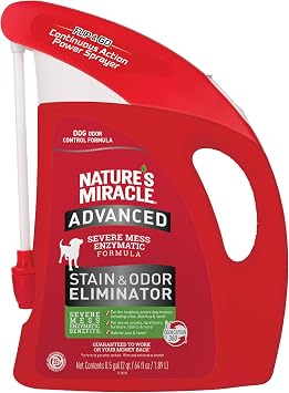 Natures Miracle Advanced Dog Stain & Odor Eliminator Foam, 64 oz | Enzymatic Cleaner Eliminates the Toughest Dog Messes, Flip & Go Continuous Sprayer, Safe For Pets and Home*, Fresh Scent