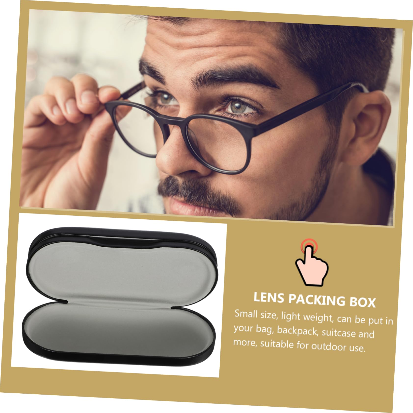 Estuche Negro para Contacto de Pequeño, Doble Lentes Capa Portátil