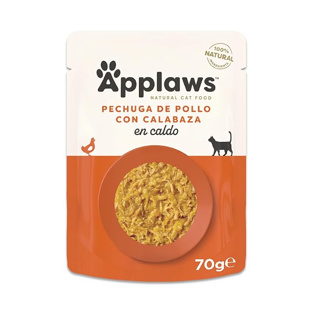 Applaws Natural Wet Cat Food Pouch, Chicken with Pumpkin in Broth 12 x 70g