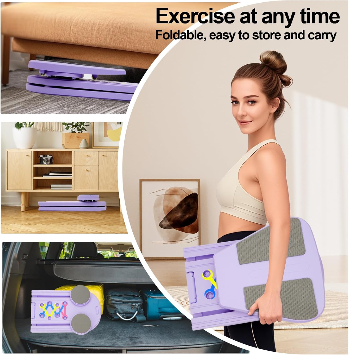 Pilates Reformer Board Set for Home Workout, Multifunctional Portable Foldable Pilates Board for Small Spaces, Extra Complimentary Tension Straps, Full Body Workout for Women/Men