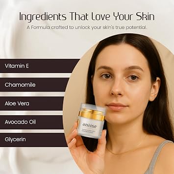 Aniise Restorative Face Cream with Vitamin E for Daily Use - Reduces Wrinkle, Hydrates and Refreshes Skin - Gentle Moisturizer, Normal Skin Formula - All Natural, Vegan 1 oz (Packaging May Vary)