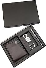 ZEVORA Pack of 3 Premium Leather Wallet Pen & Keychain Gift Set for Men – Stylish Bi-Fold Wallet with Pen & Keychain in Luxury Gift Box