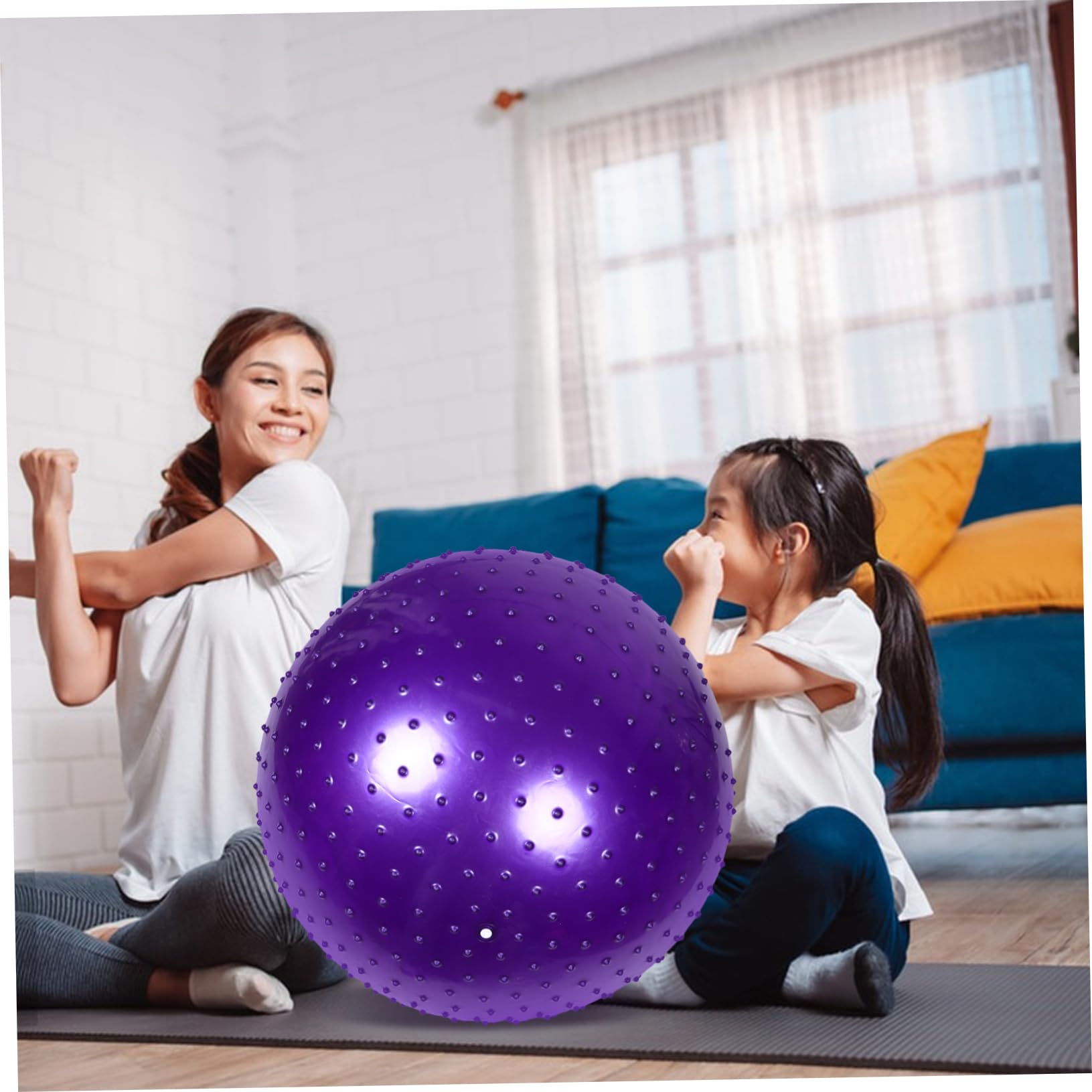 ibasenice Pelota de Yoga Púas Antiexplosión 65 Cm, 900 G, Material Antideslizante, Pelota de Masaje Sensorial para Entrenamiento Táctil y Estabilidad, Adecuado para Niños y Adultos