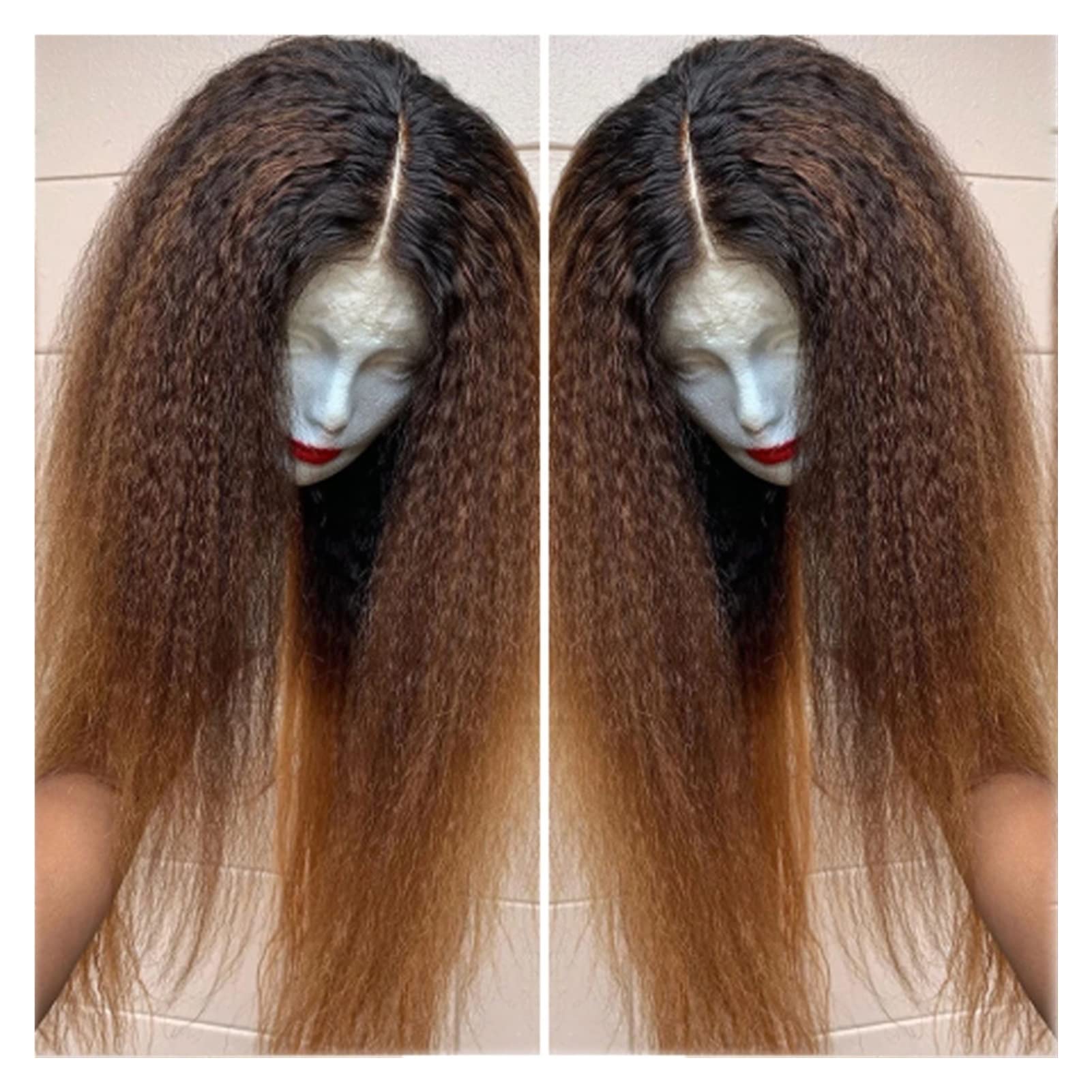 Perruque de remplacement de cheveux synthétique longue pre-plucked sans colle