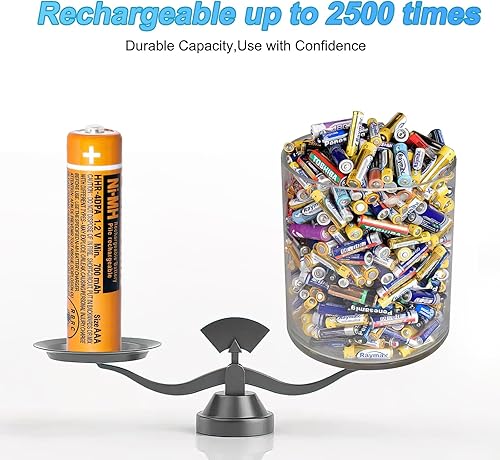 Miniatura 6 de NI-MH - Batería recargable AAA de 1,2 V, 700 mAh, paquete de 8 baterías recargables para teléfonos inalámbricos Panasonic, controles remotos,