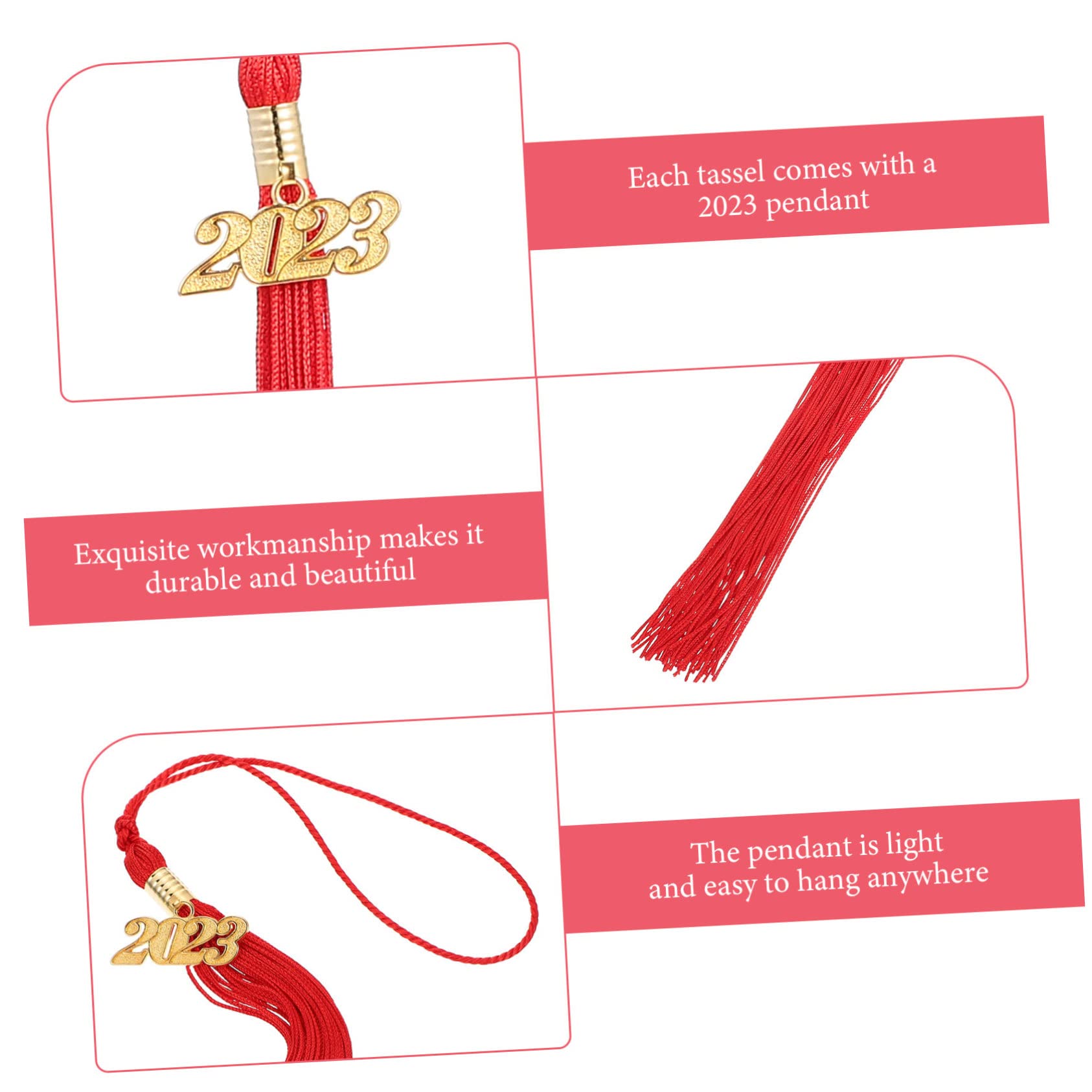 NUOBESTY 3 Set Di Nappe Per Cappelli Da Laurea Con Ricamo Dellanno Eleganti Accessori Per Cappelli Da Laurea Per Sessioni Fotografiche 10 Pezzi * 3