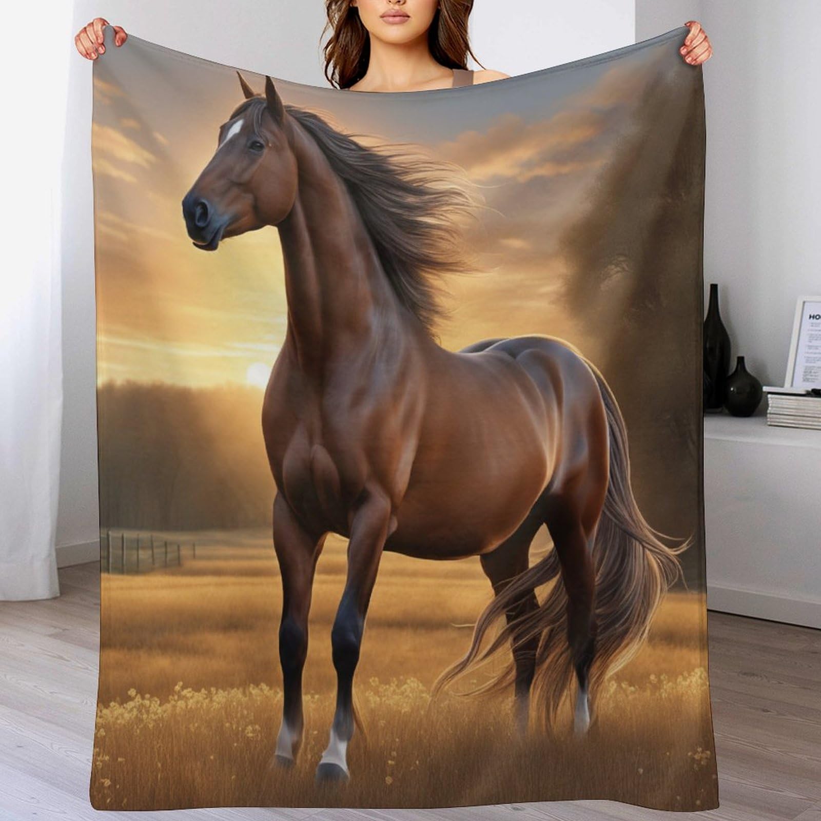 Couverture de canapé motif cheval pour vos soirées cocooning