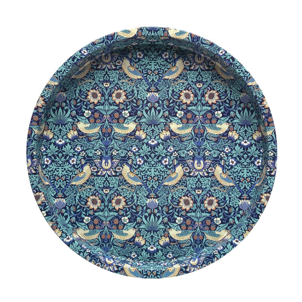 William Morris Strawberry Thief Deepwell Tin Tray, Arts & Crafts Style, 300mm Diameter