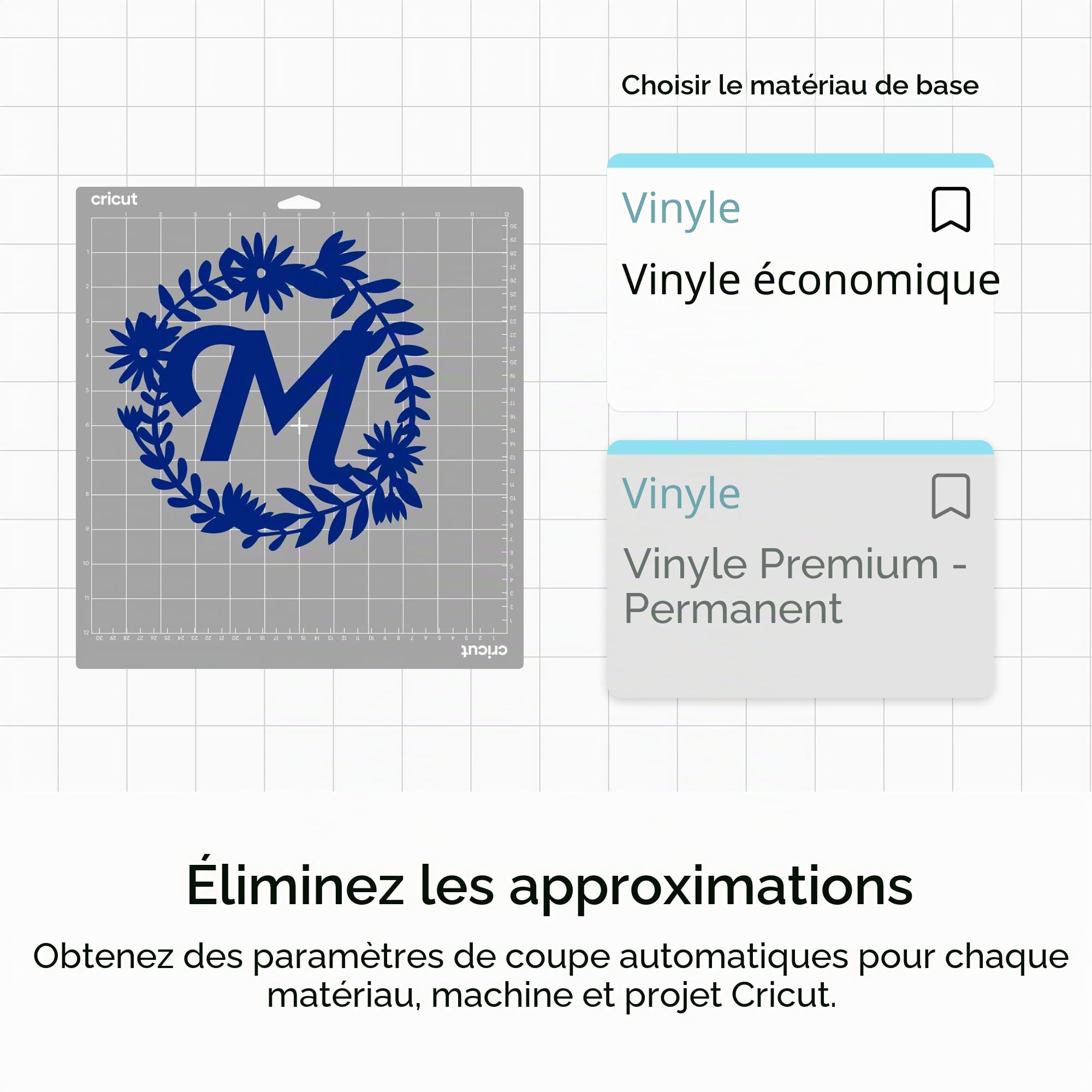 Cricut Vinyle Adhésif Permanent | Lot de 50 Feuilles | 30,5 cm x 30,5 cm (12" x 12") | Feuilles de Vinyle Auto-Adhésif pour Plotter, Décoration et Stickers
