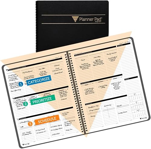 Planner Pad Organizador de 12 Meses con Embudo Descendente de 3 Niveles Encuadernado en Espiral, Julio 2025 – Junio 2026 / Año Académico, Cubierta