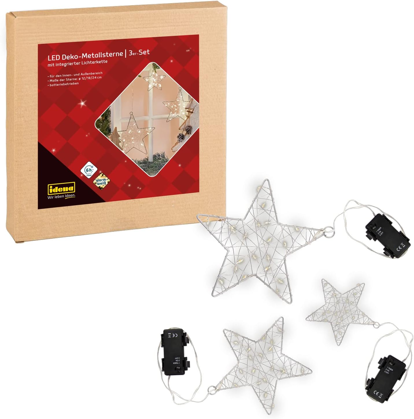 Idena LED Weihnachtskranz - 30cm Mit 10 LEDs & Timer-Funktion