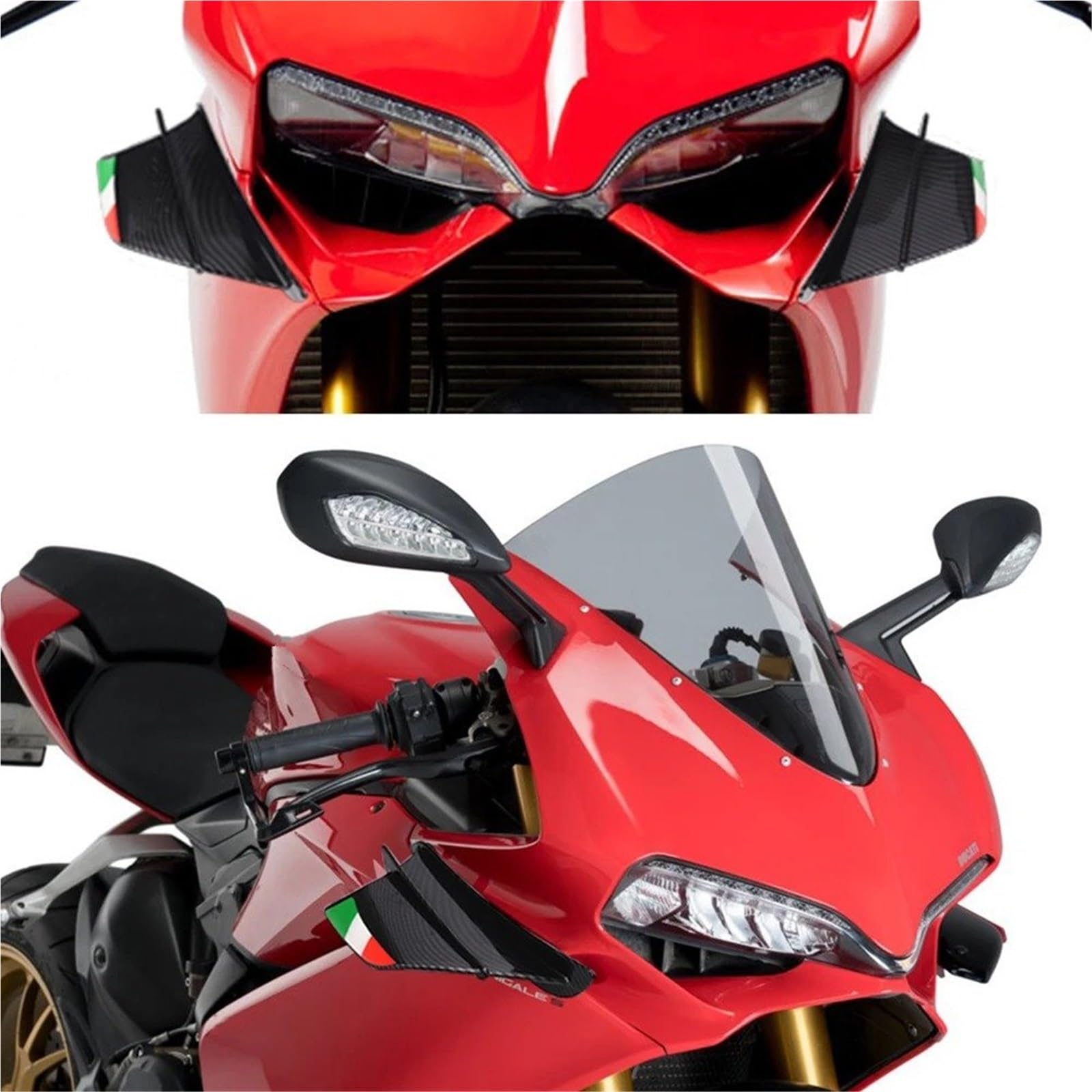 Alette Moto Per Ducati 899 959 1198 1198S 1199 1299 Per Panigale V4 V4S V4R V2 Per Supersport S Kit Alettone Motore Spoiler Aerodinamico Ala Aerodinamica(Stile5)