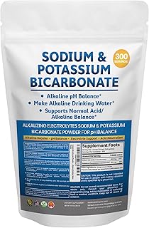 Sodium Bicarbonate Powder & Potassium Bicarbonate Powder pH Balance Supplement. Make Gallons of Alkaline Water Drops for Acid/Alkaline pH Balance, Stomach Immune Performance. Alkaline Drinking Water