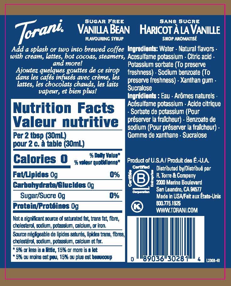 Image of Torani Sugar-Free Syrup, Vanilla Bean, 25.4 Fl Oz Bottle (Pack of 4)