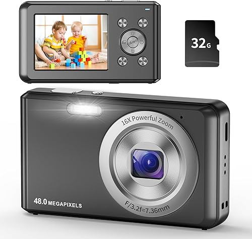 Cámara digital, cámara compacta HD 1080P con tarjeta de memoria de 32 GB, cámara de 44 megapíxeles, LCD de 2.4 pulgadas con zoom digital de 16x para Cámara digital, cámara compacta HD 1080P con tarjeta de memoria de 32 GB, cámara de 44 megapíxeles, LCD de 2.4 pulgadas con zoom digital de 16x para