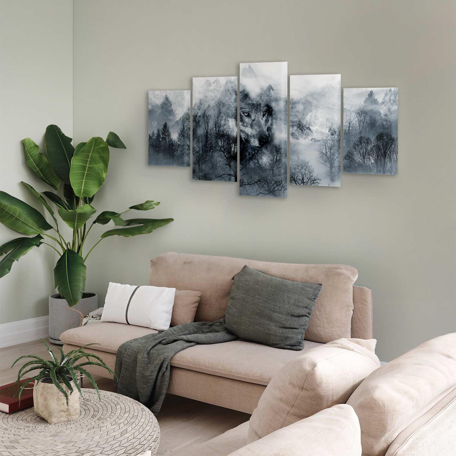 murando - Quadri Moderni per Camera da Letto, Lupo e Foresta, 200x100 cm