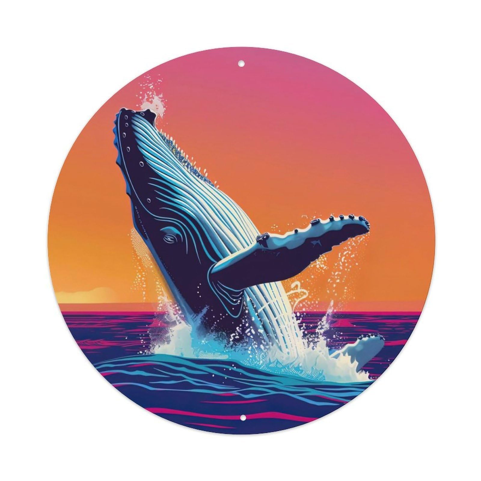Marine Animal Humpback Whales at Sea Vintage Metal Tin Sign Plaque Wall Decor for Cafe, Club Bar, Office, Garden Metal Poster 8x8Inch
