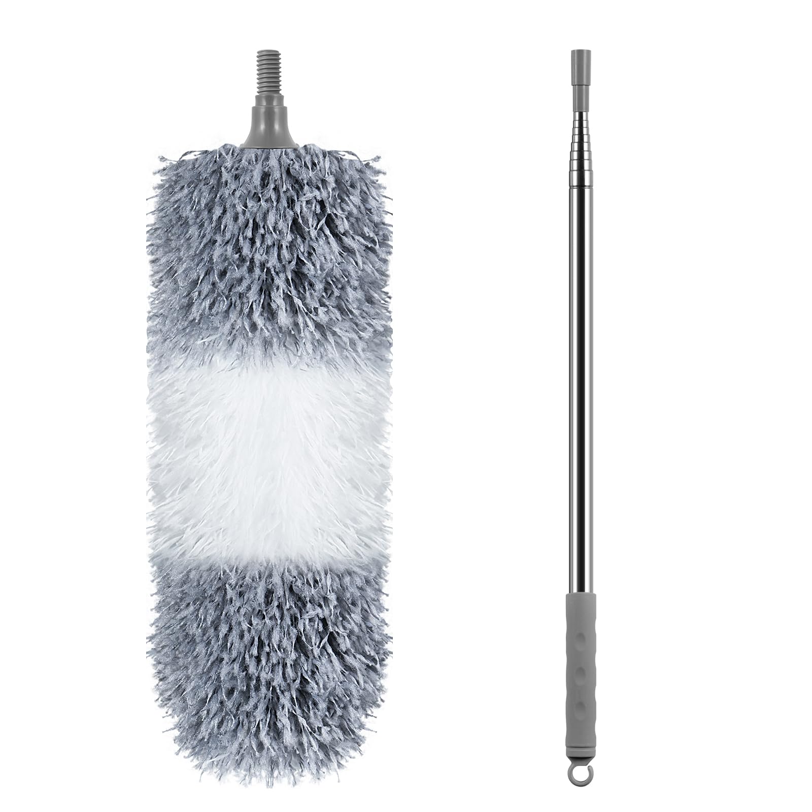 Photo 1 of Microfiber Feather Duster, 110 Inch Extendable Telescoping Pole Duster with Bendable Washable Head, Long Handle Cleaning Duster for Ceiling Fan, High Ceiling, Blinds, Furniture and Cars(Gray)