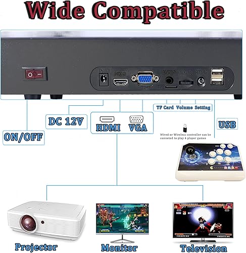 Miniatura 4 de RegiisJoy 32000 Pandora Box 78S Retro Arcade Gaming Console, 4 Player 3D Magical Modified Game, Search Save Delete Cheat Function, Favorite List,