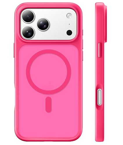 SuydanBox Magnetic & Translucent for iPhone 17 Pro Max Case Hot Pink | Fit for MagSafe, Military Grade Drop Protection,Slim Translucent Cover Shockproof Protective Phone Case for iPhone 17 Pro Max