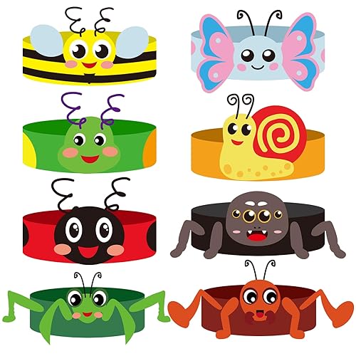 Cinrobiye 24 Set Spring Insect Paper Crown Craft Kit DIY