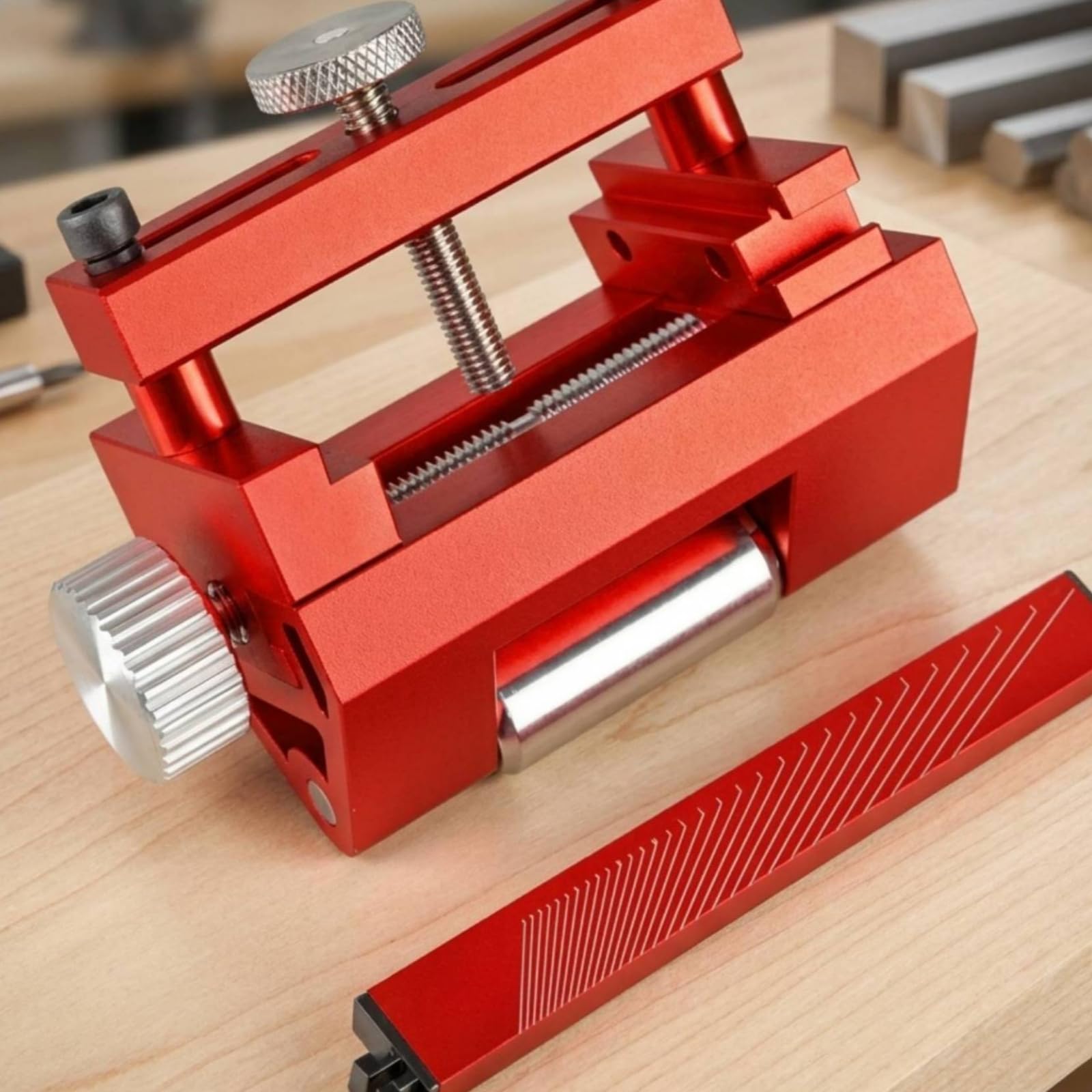 Rullo Cilindrico Dima Affilacoltelli a Angolo Fisso Morsa Affilacoltelli Regolabile Guida Angolo Affilatura Materiale Resistente All'usura, Rosso