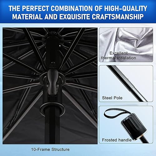 Miniatura 10 de GKmow 1 parasol para parabrisas de automóvil, parasol reflectante plegable para ventana delantera, protege el vehículo de los rayos UV y el calor,