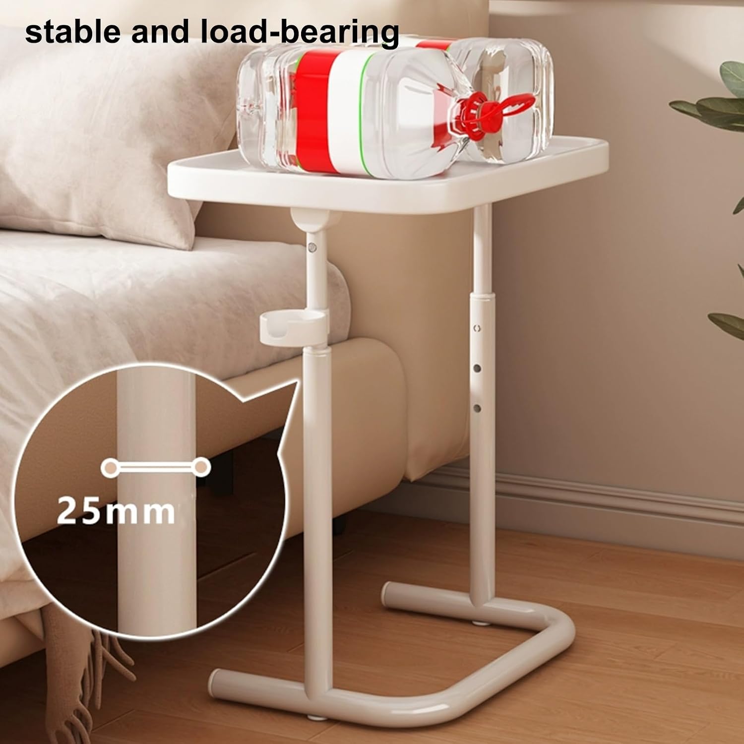 Adjustable Height Metal Hospital Bedside Table with Removable Magnetic Top and Cup Holder Ideal for Home and Hospital Use (Green)
